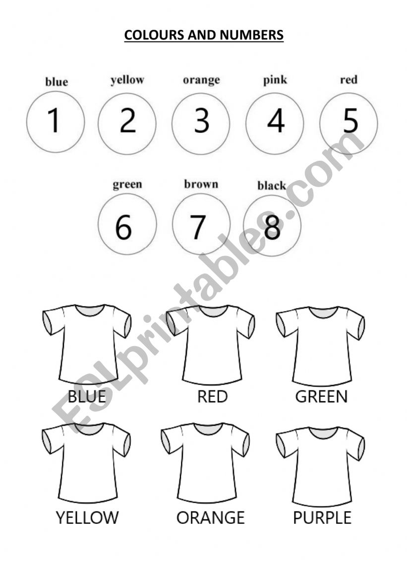 COLOURS AND NUMBERS worksheet