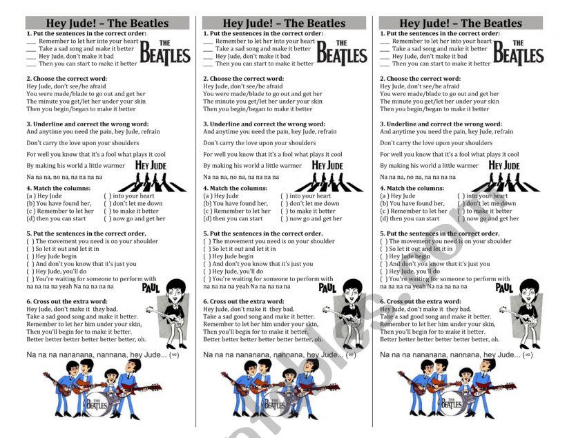 Hey Jude! worksheet
