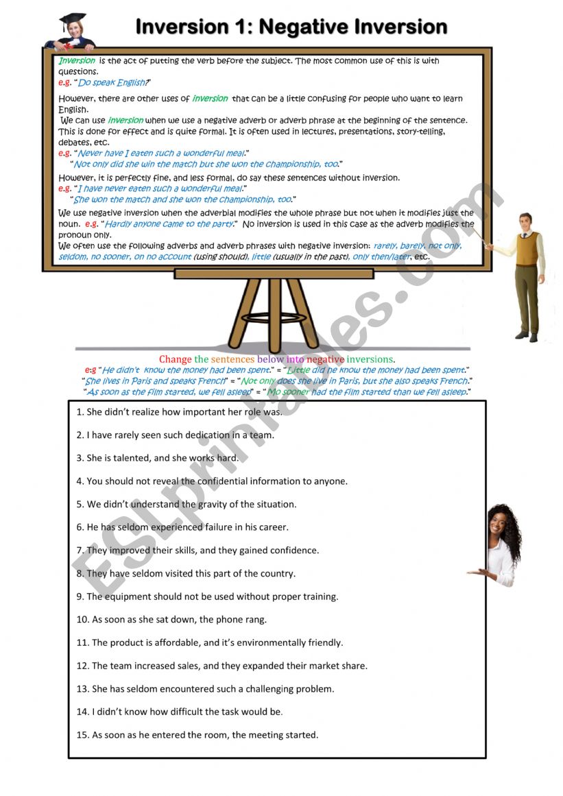 Negative Inversion worksheet