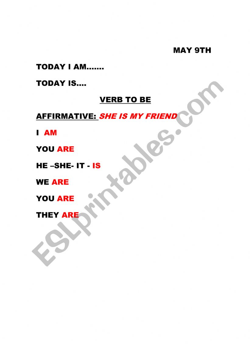 Verb to be -  worksheet