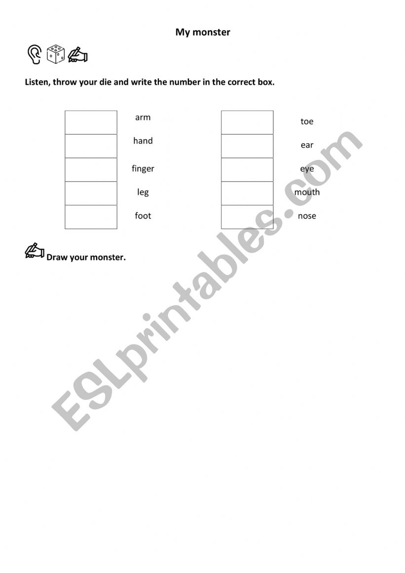 My monster worksheet