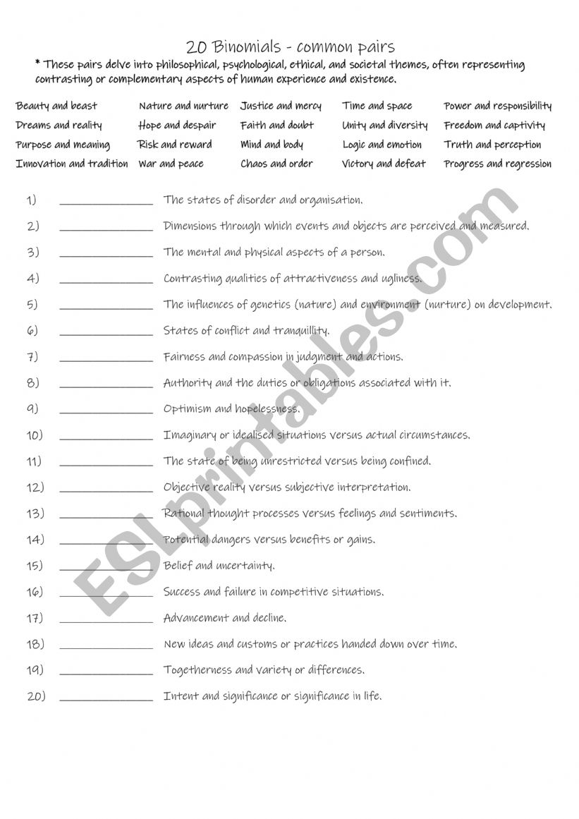 Binomials - common pairs of words 1c