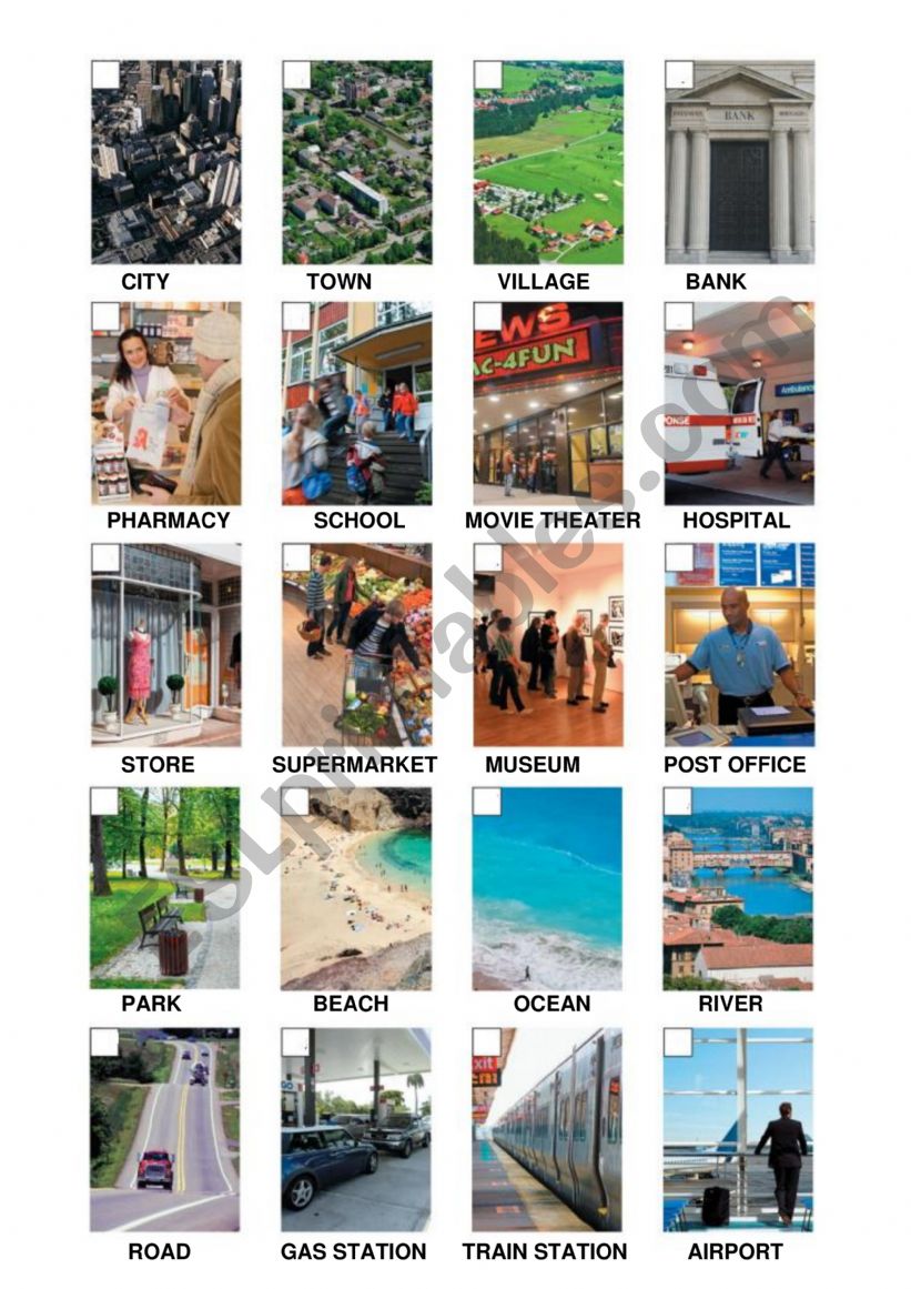 Places worksheet
