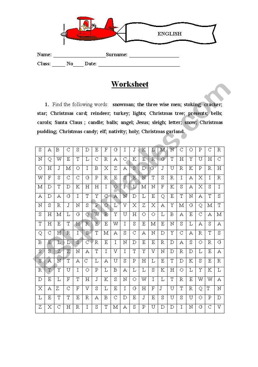 Christmas worksheet