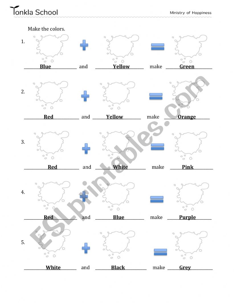 Mixing Colors worksheet