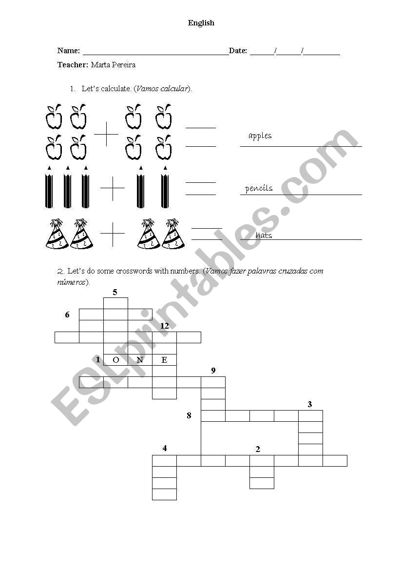 Numbers worksheet