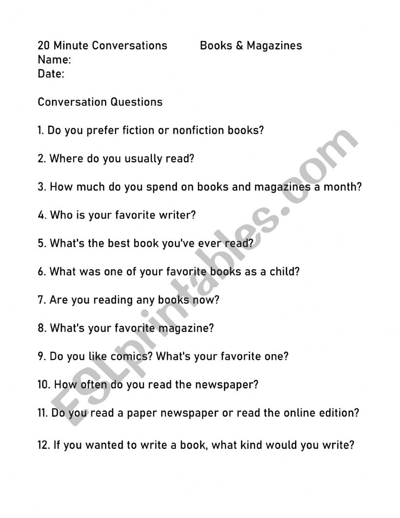 Books and Magazines 20 Minute Conversations