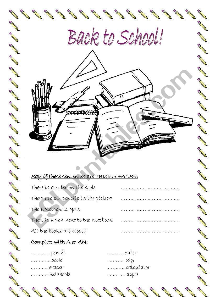 BACK TO SCHOOL! worksheet