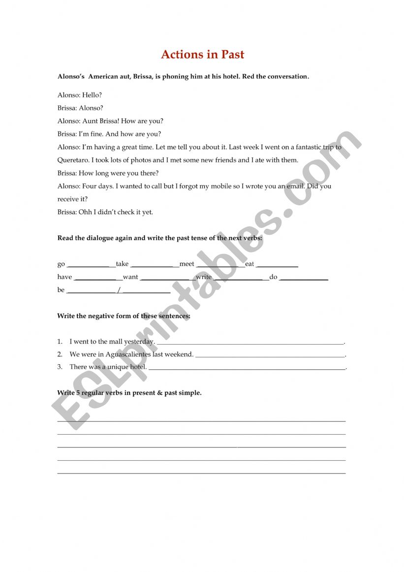 Simple Past Tense Review worksheet