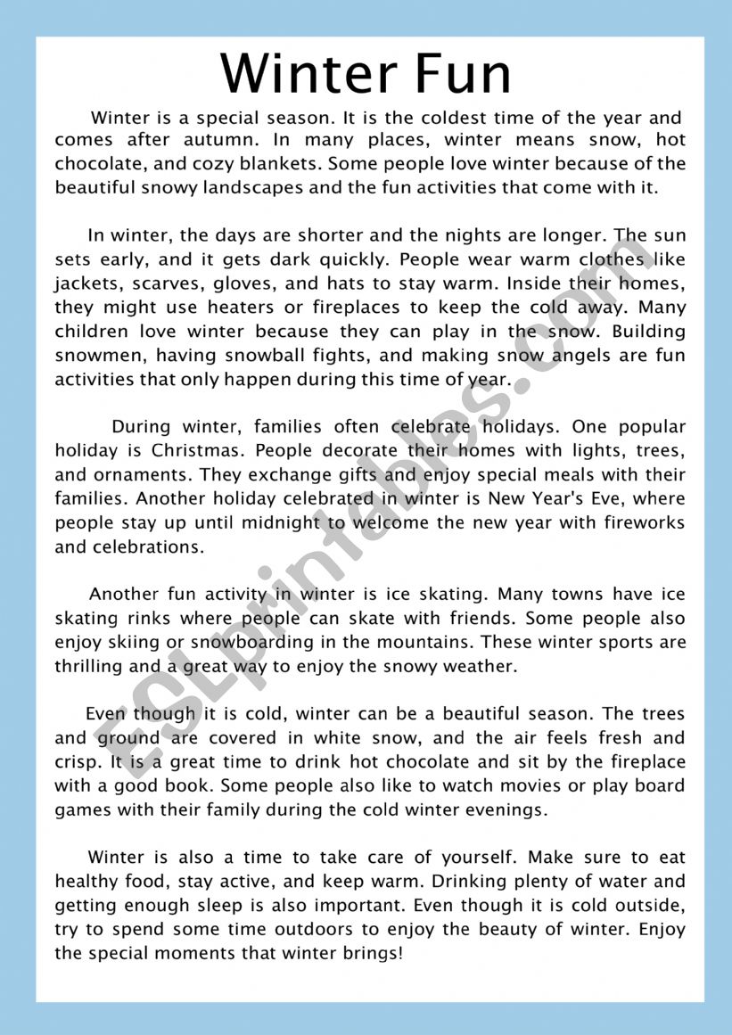 Winter Fun worksheet