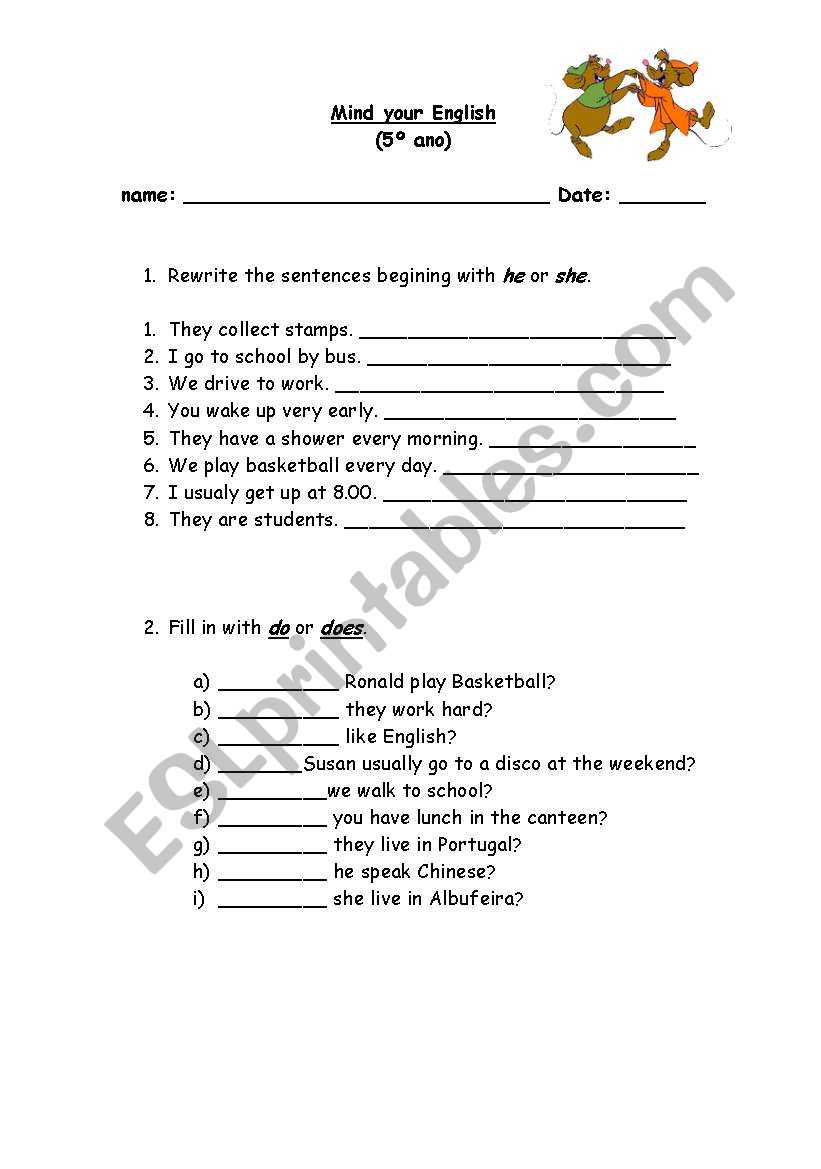 mind your english worksheet