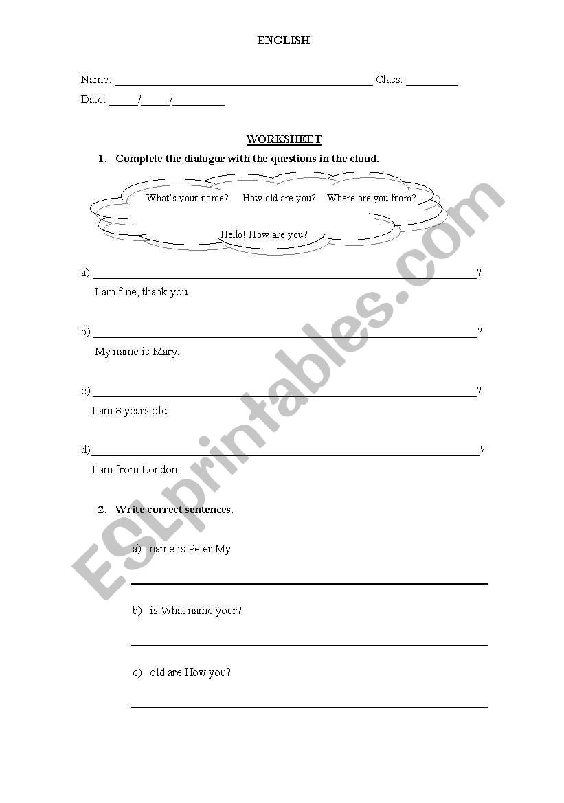 greetings and introductions worksheet