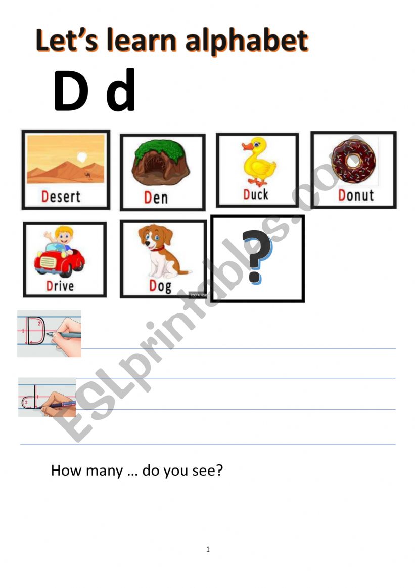 LetÃ¯Â¿Â½s learn alphabet D worksheet