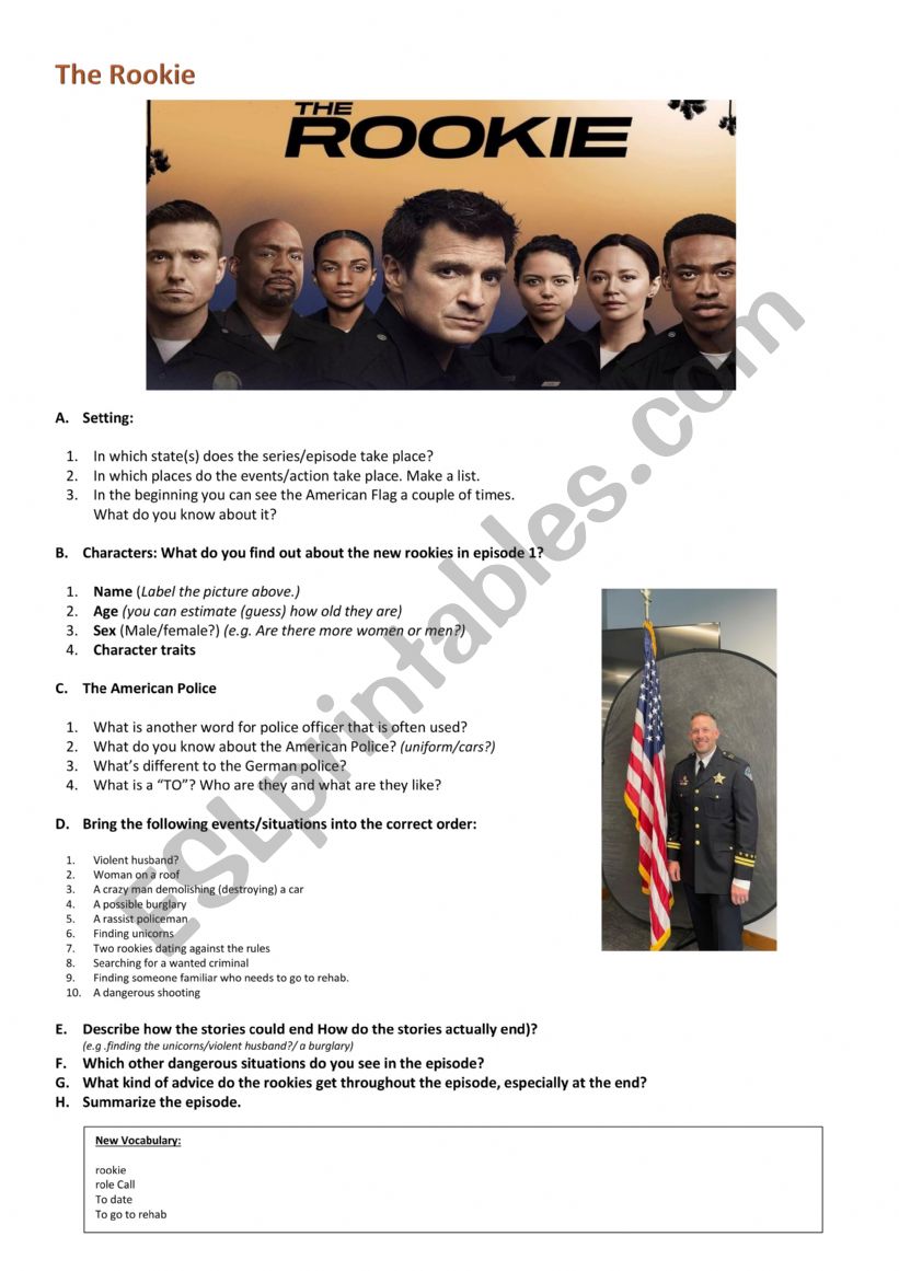 The rookie - episode 1 worksheet