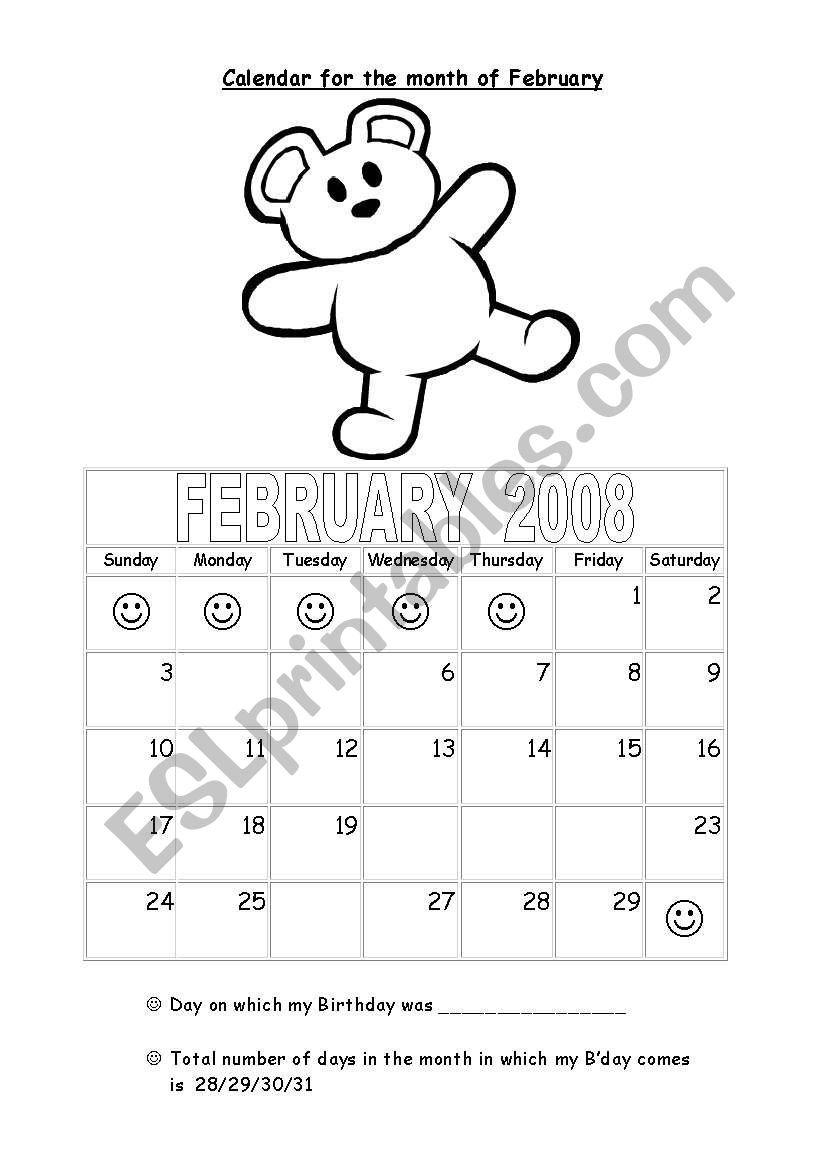 Days and month worksheet