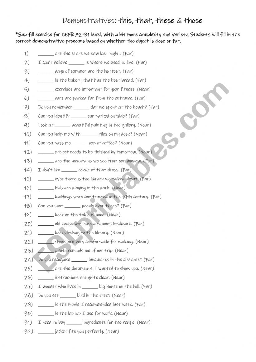 A2-B1 Demonstratives this, that, these & those