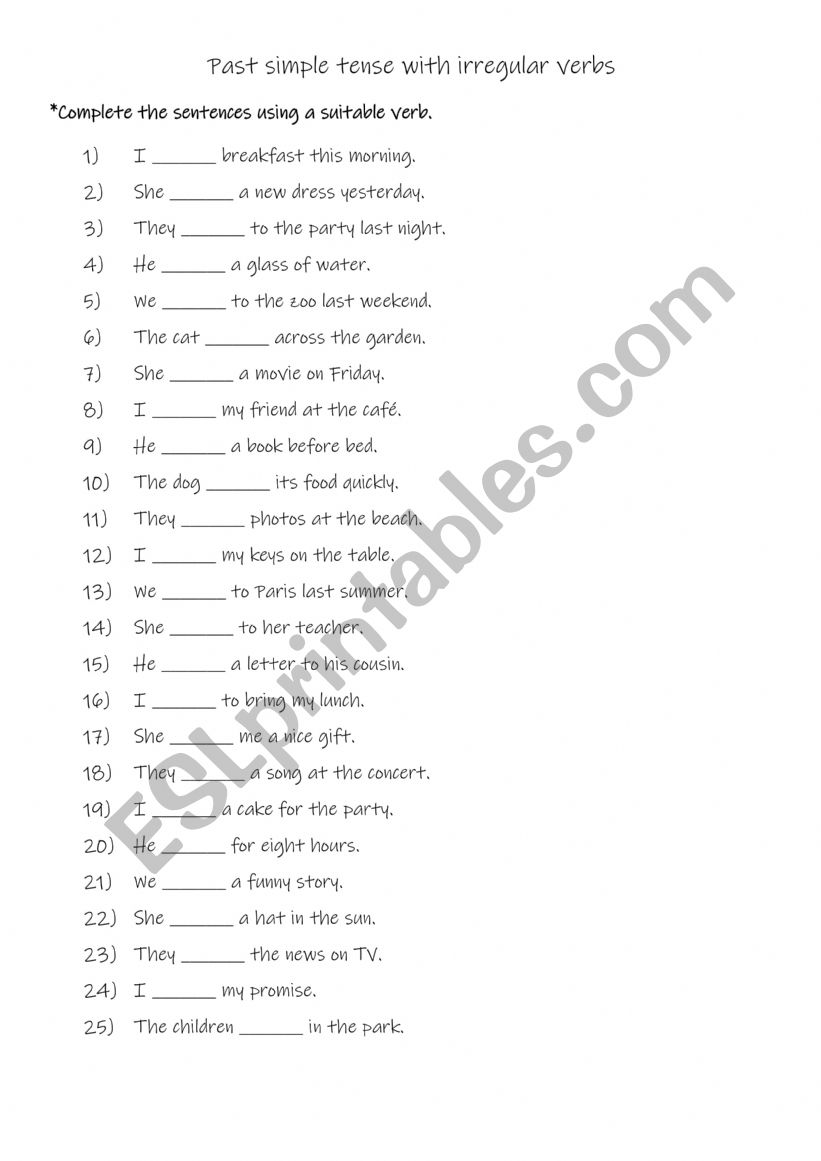 A1-A2 Past simple tense with irregular verbs