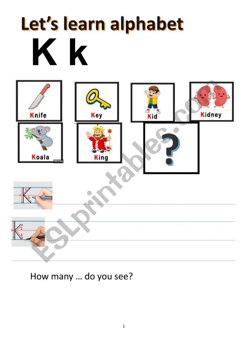 how to write alphabet (k) worksheet