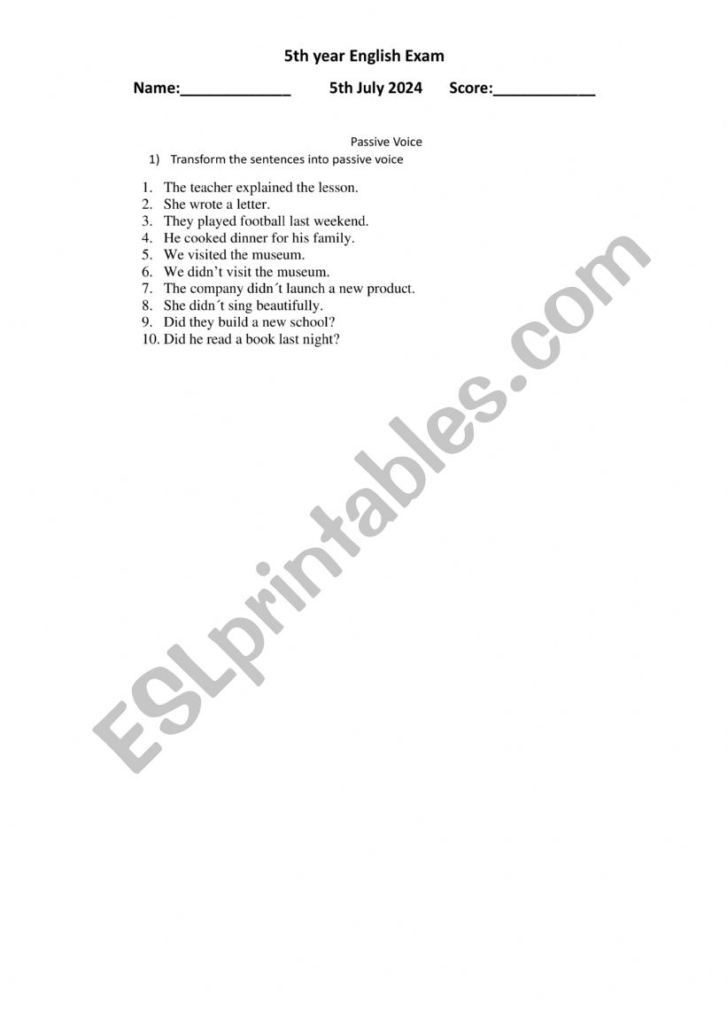 Past simple  worksheet