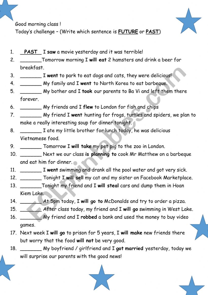 Past and Future tense practice