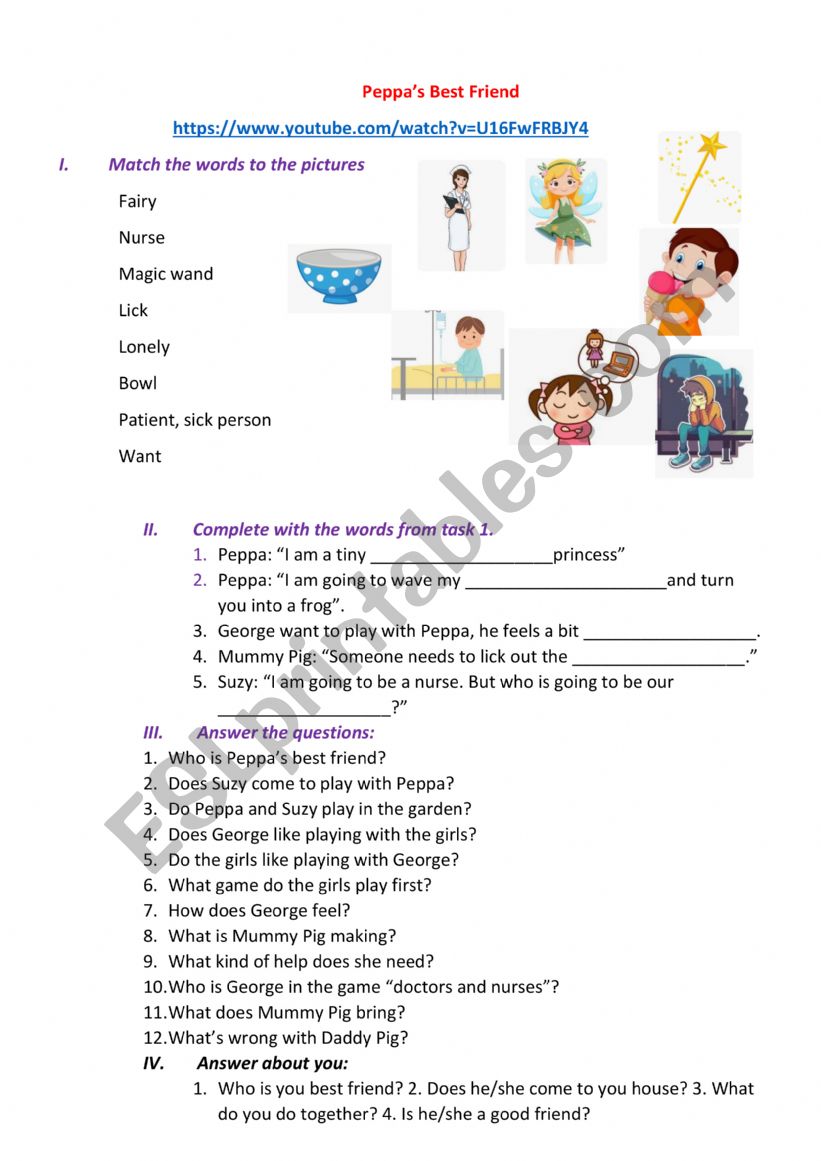 Peppa�s best friend worksheet