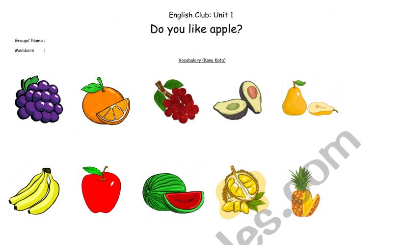 Do you like apple? worksheet