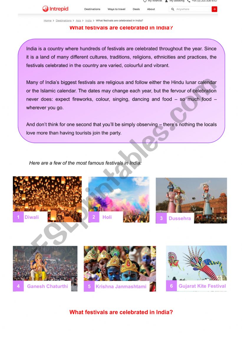 What festivals are celebrated in India?