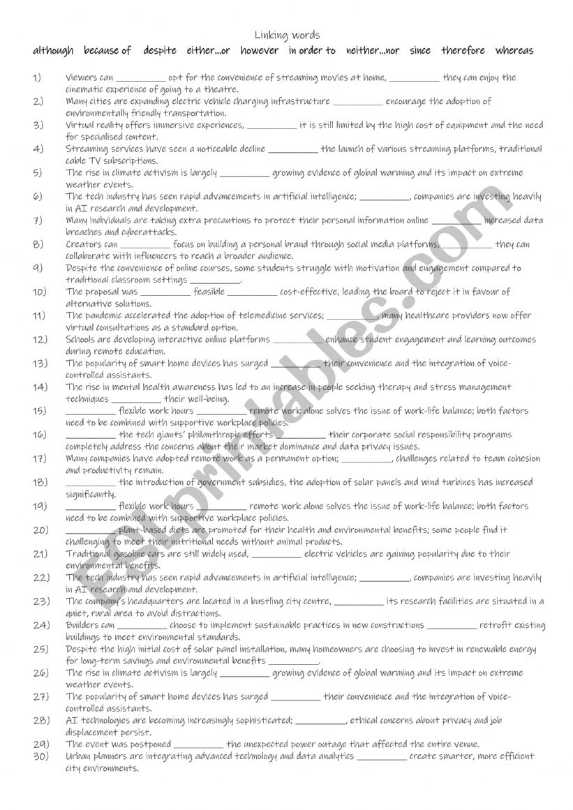 B2-C1 Linking words relating to current trends - topics