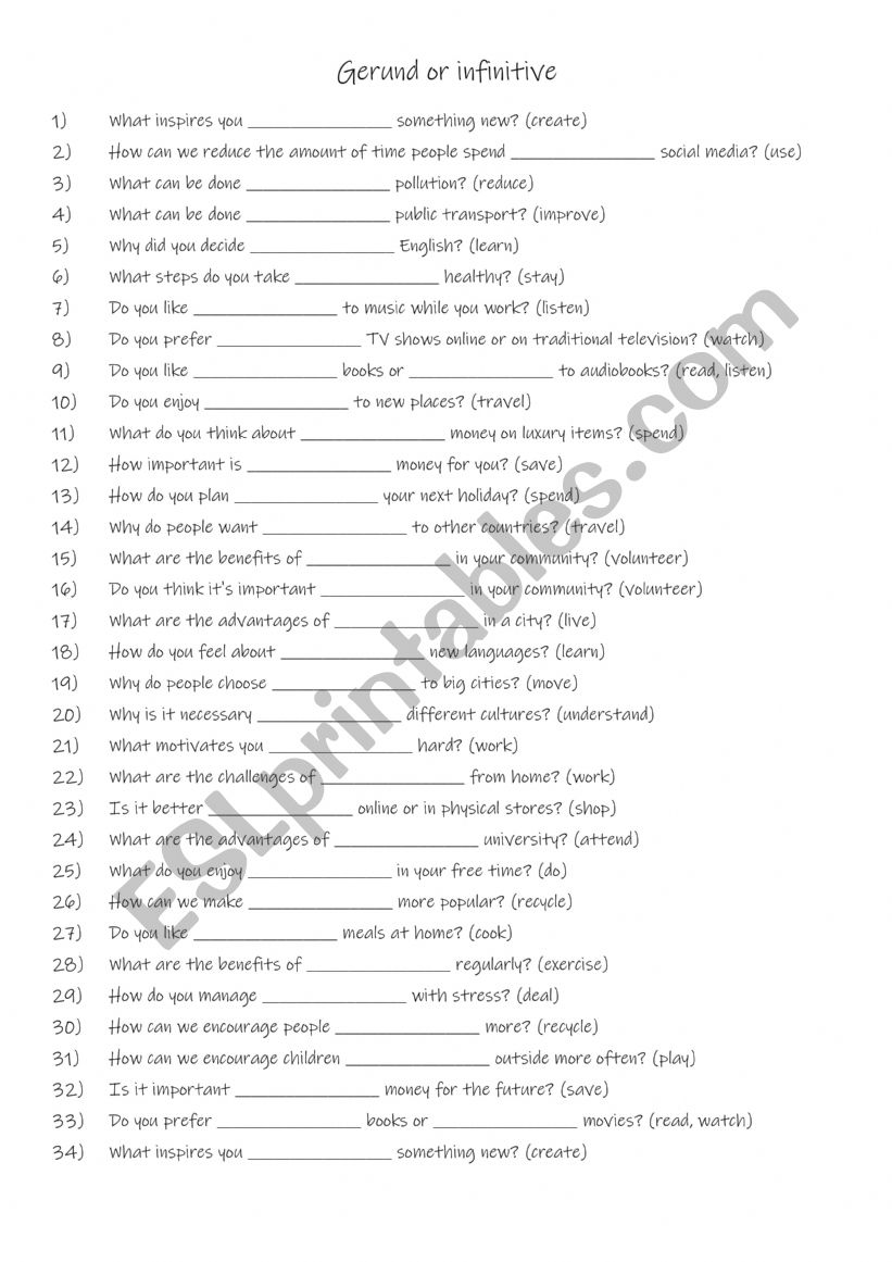 B1-B2 Gerund or infinitive  practise