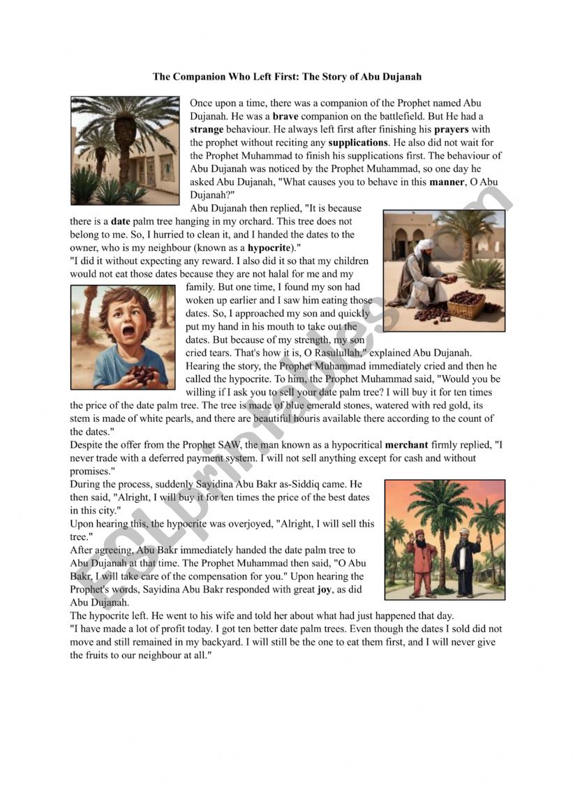 Narrative Text worksheet