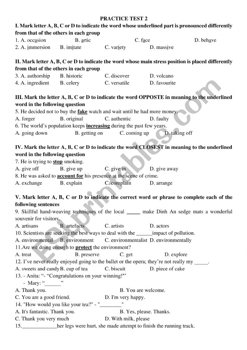 ĐỀ N THI VO 10 worksheet