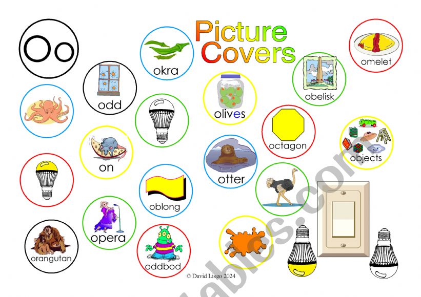 Oo Picture Covers: An exercise in phonics with answer key and cumulative notes.