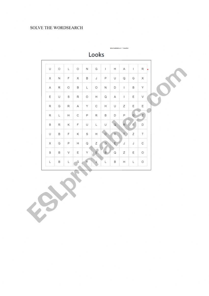 LOOKS WORDSEARCH worksheet