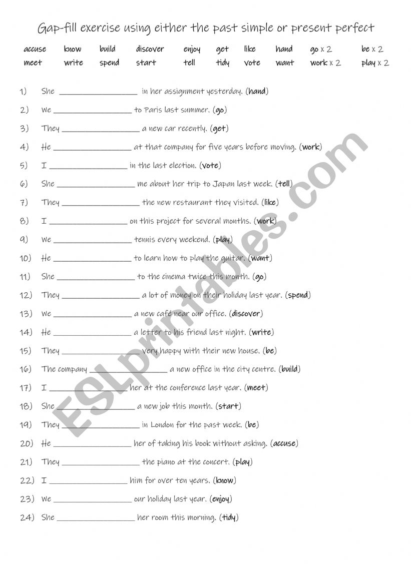 A2+ -B1 Gap-fill exercise using either the past simple or present perfect - Copy