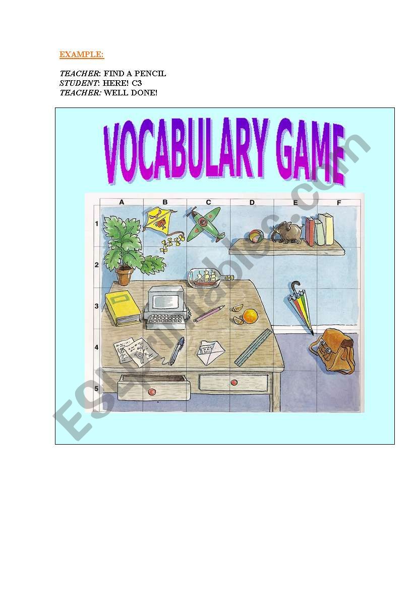 VOCABULARY GAME worksheet