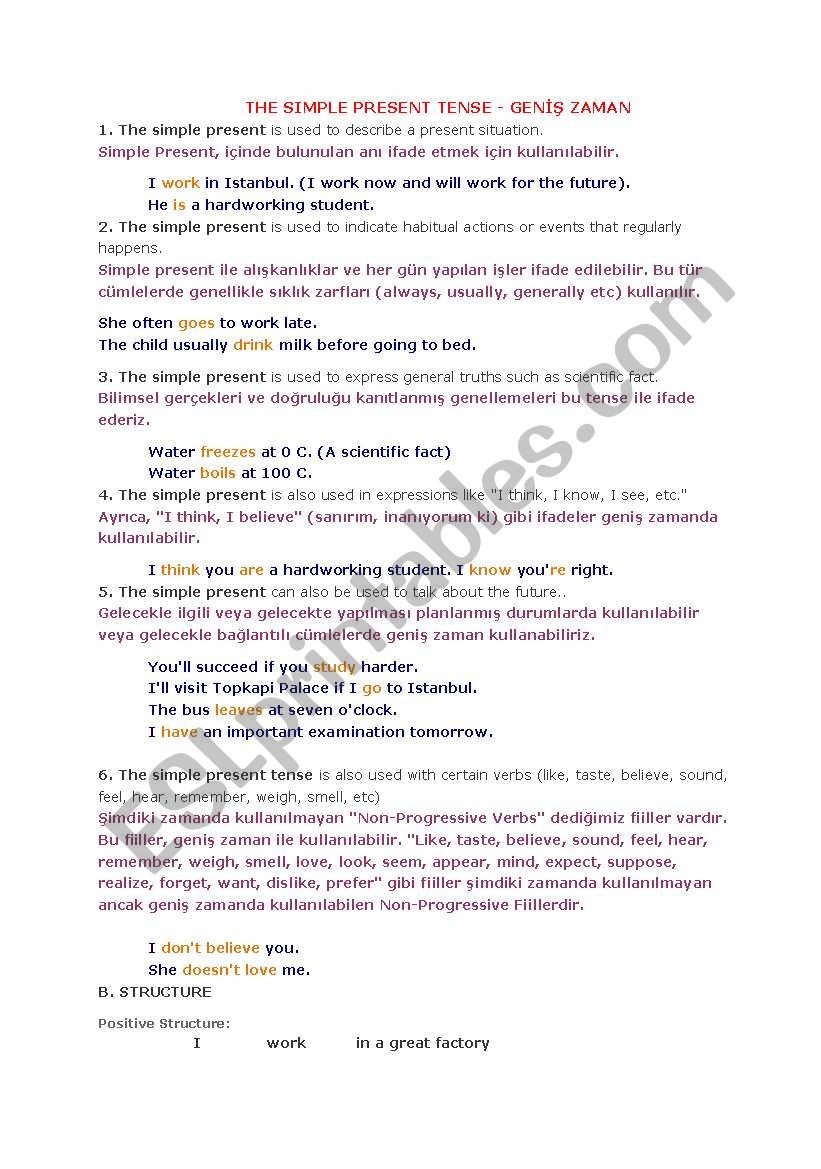 tenses worksheet