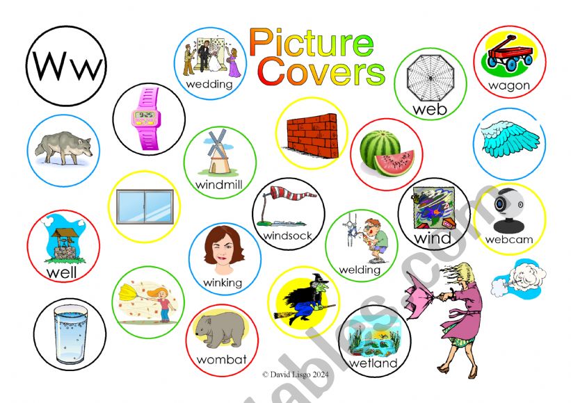 Ww Picture Covers: An exercise in phonics with answer key and cumulative notes.