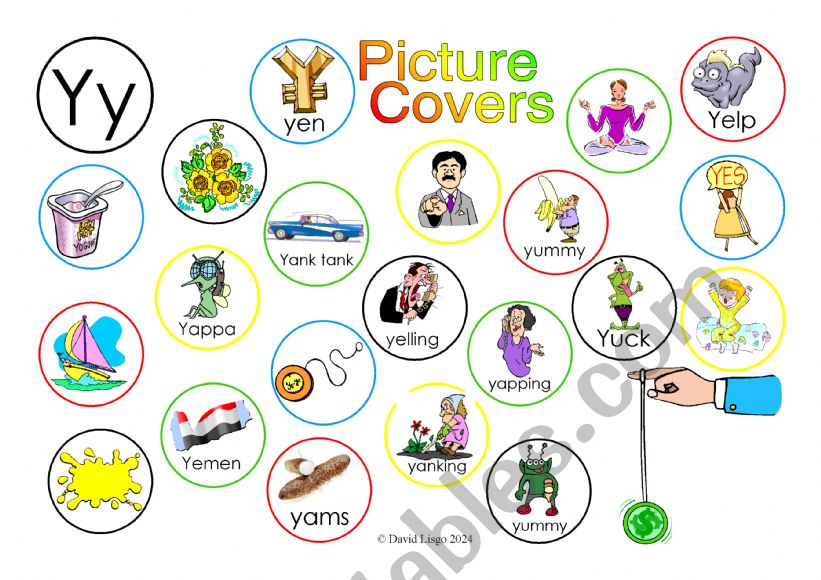 Yy Picture Covers: An exercise in phonics with answer key and cumulative notes.