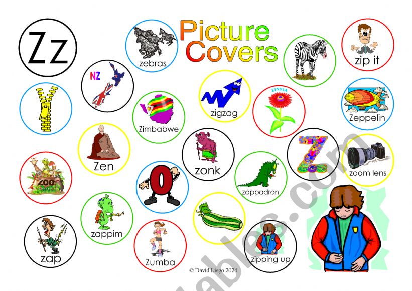 Yy Picture Covers: An exercise in phonics with answer key and cumulative notes.