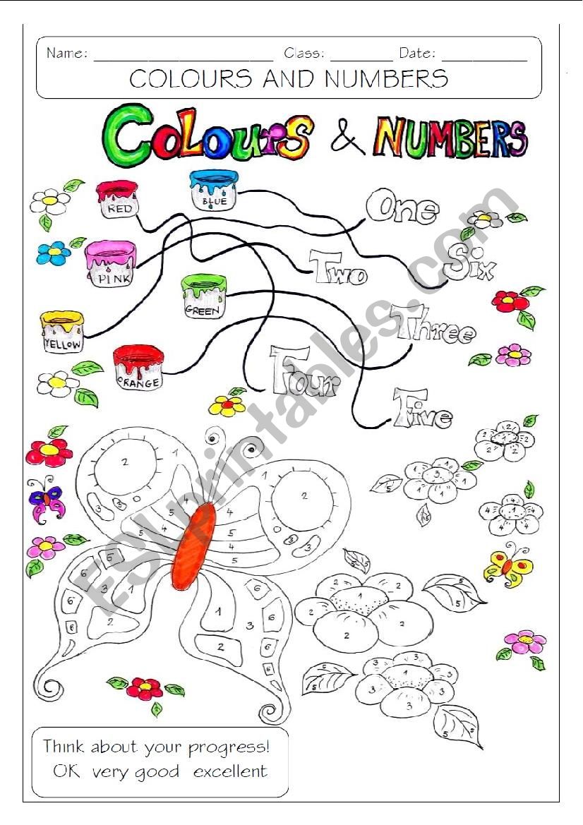 COLOURS AND NUMBERS worksheet