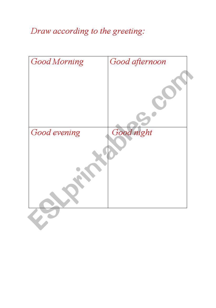 Draw greetings worksheet