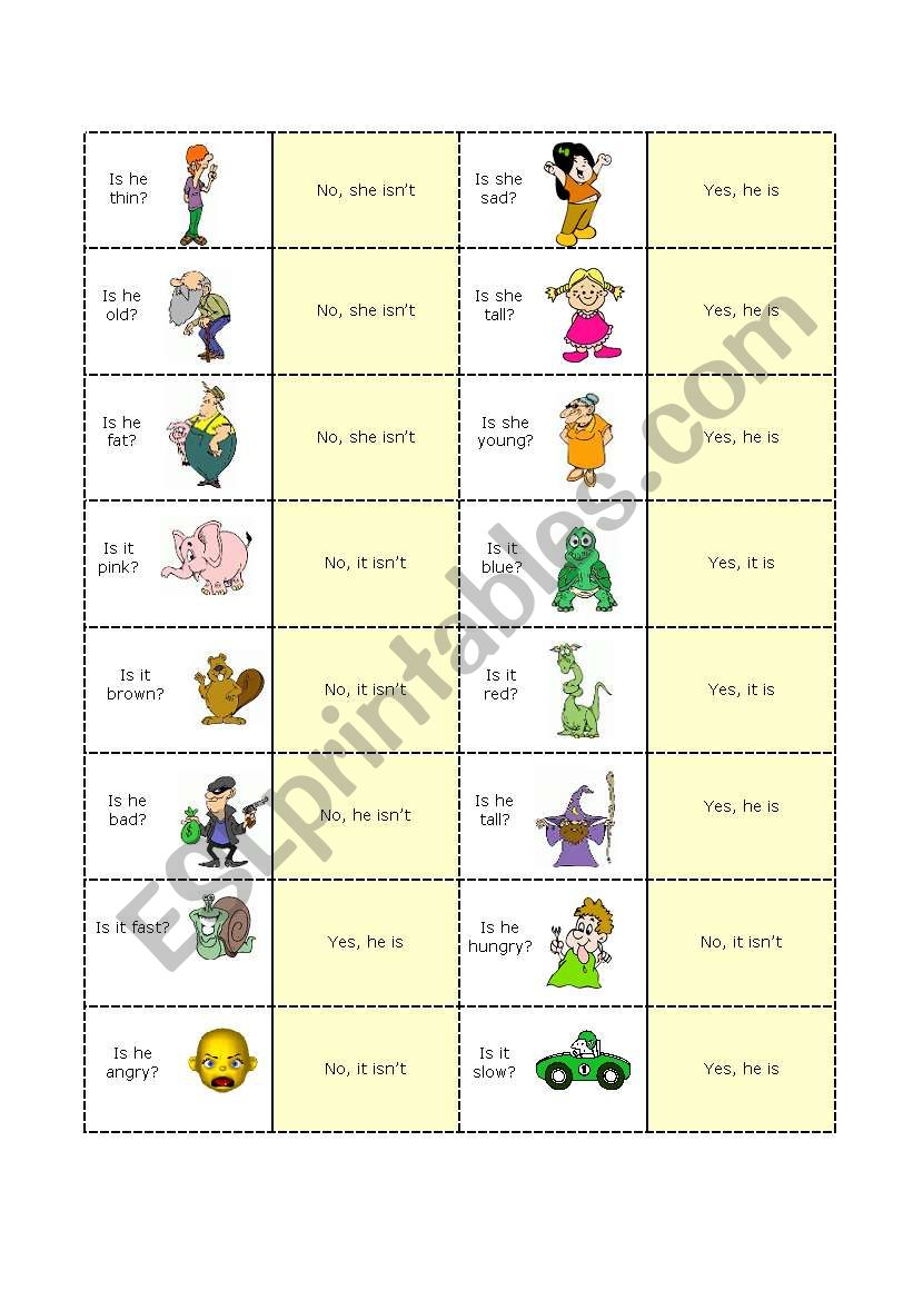 BE- short answers domino worksheet