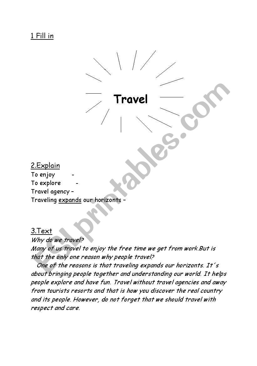 Traveling worksheet