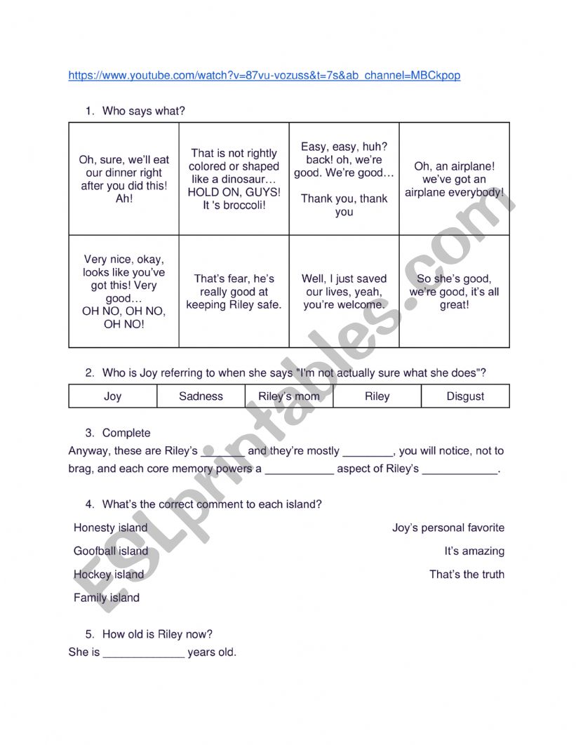 INSIDE OUT - Listening activity