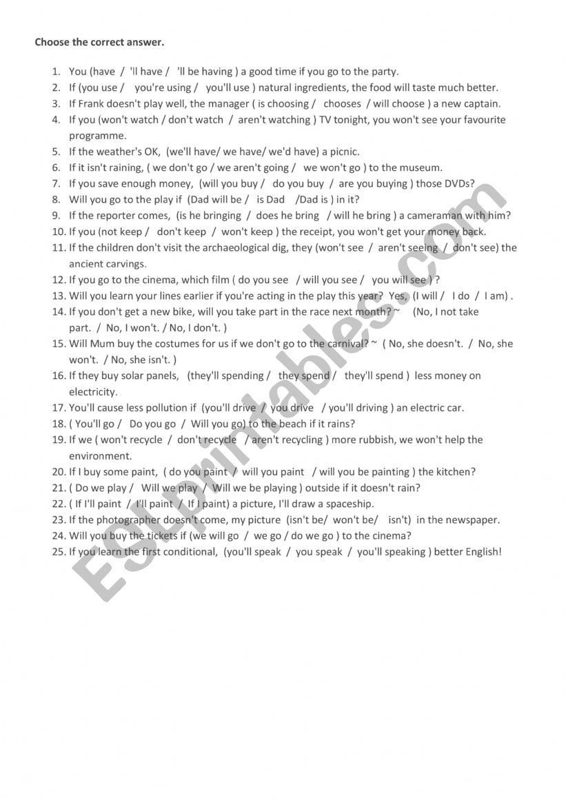 Grammar worksheet