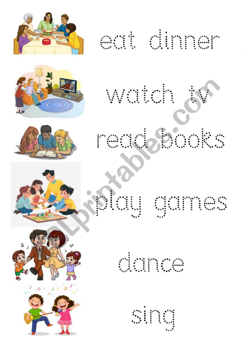 Family activities worksheet