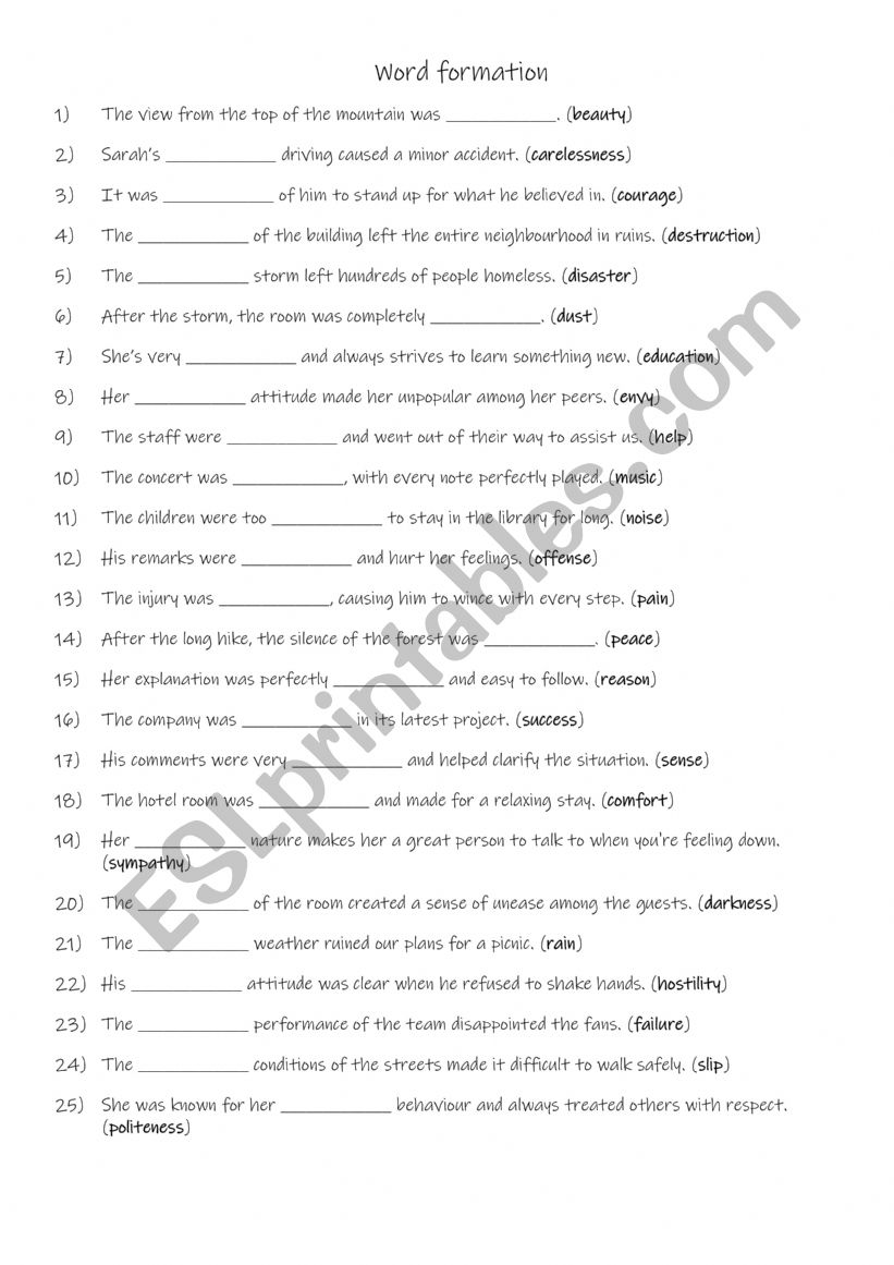 B1-B2 Word formation  noun to adj