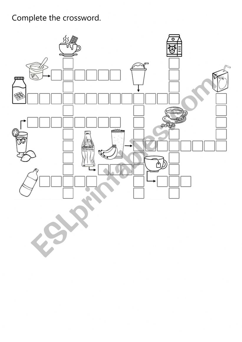 Drinks Crossword. worksheet Drinks Crossword. worksheet