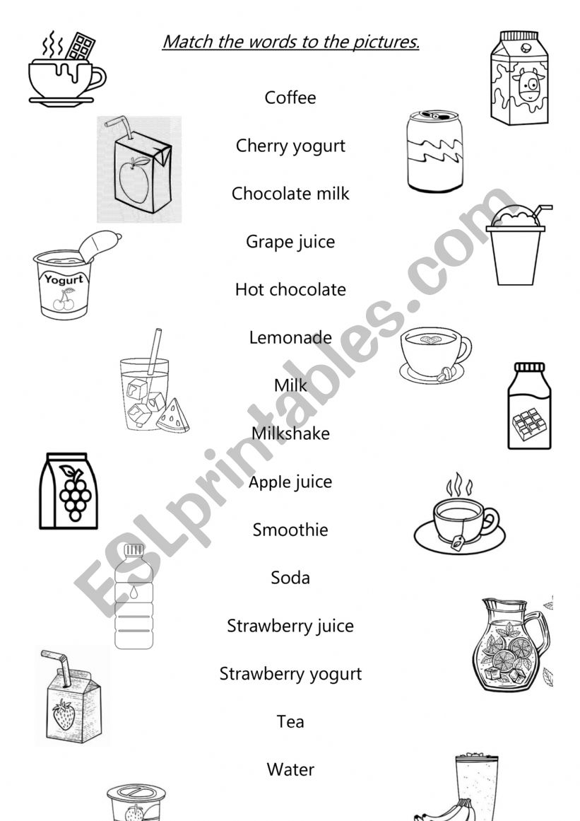 Match the drinks. worksheet Match the drinks. worksheet
