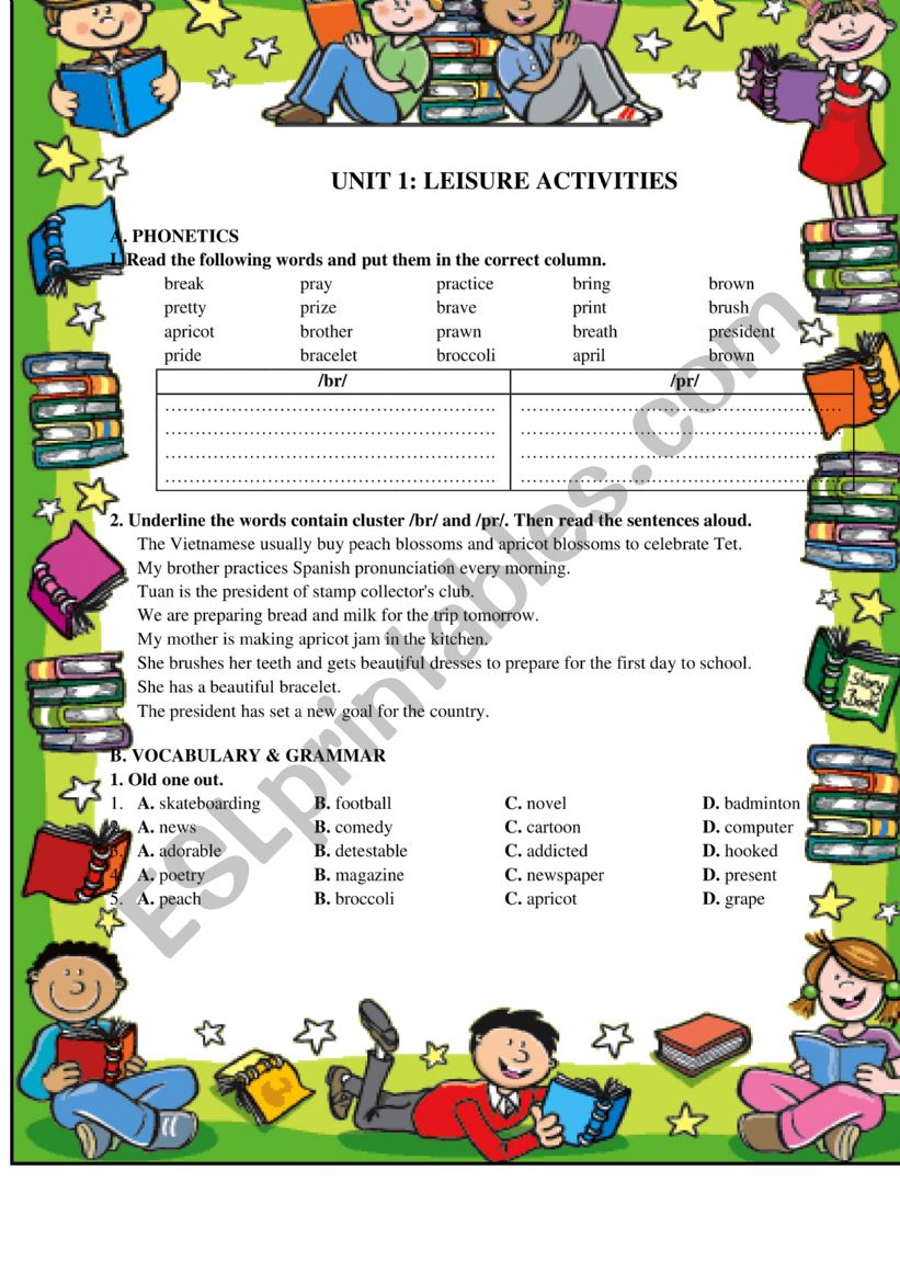 LESURE ACTIVITIES worksheet